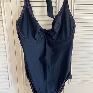 FIGLEAVES 32FF Black Halter One Piece